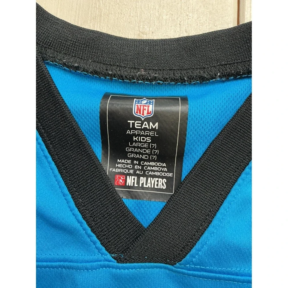 NFL‎ Team Apparel Cam Newton Carolina Panthers Jersey Kids Large 7 Blue 1 Stains